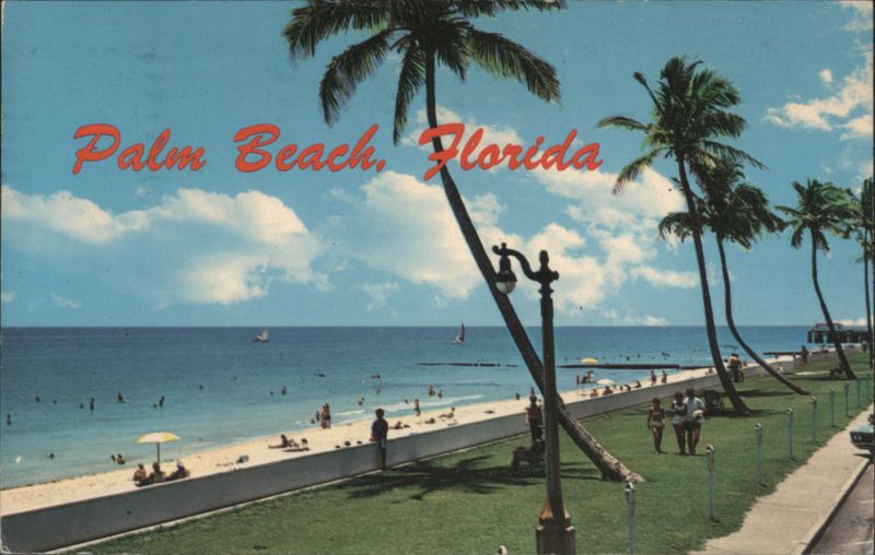 Palm Beach, Florida Beach Scene with Palm Trees