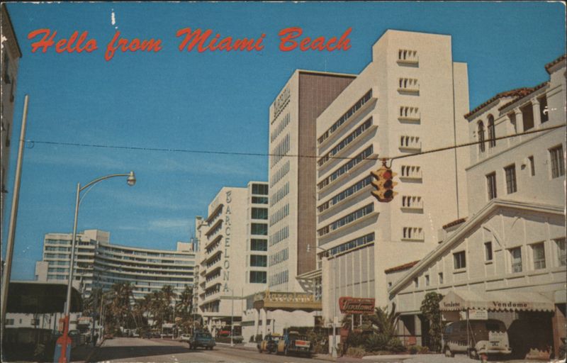 Hello from Miami Beach, Barcelona Hotel on Collins Ave. Florida