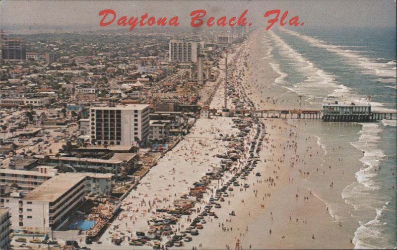 Daytona Beach, FL - Aerial View of Crowded Beach Florida