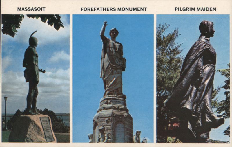 Massasoit, Forefathers Monument, Pilgrim Maiden, Plymouth Massachusetts