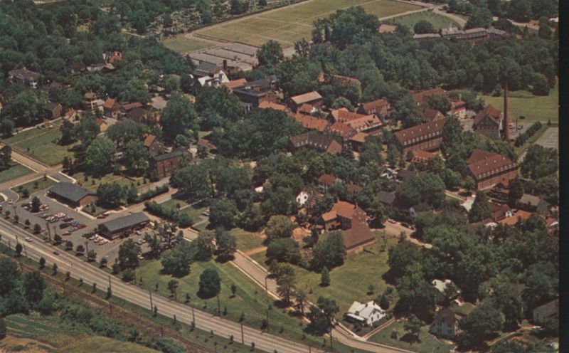 Aerial of Old Salem, Winston-Salem, NC North Carolina
