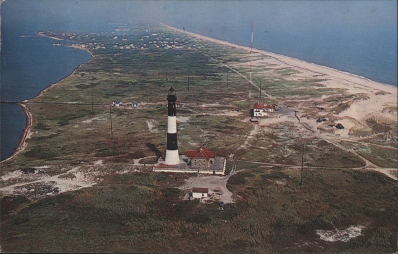 Fire Island Lighthouse, Aerial View, Atlantic Ocean & Great South Bay New York
