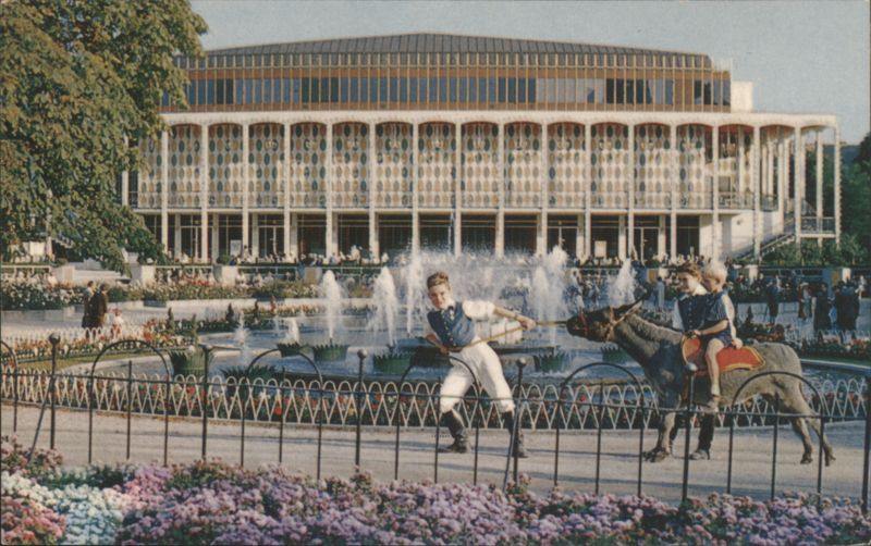 Copenhagen Modern Building, Fountain, Children with Donkey Denmark