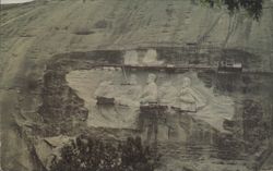 Stone Mountain Confederate Memorial Carving, Under Construction Postcard