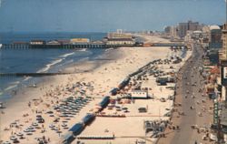 Atlantic City NJ Boardwalk, Beach, Ocean, Ballantine Pier Postcard