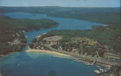Air View of Weirs Beach & Paugus Bay, Lake Winnipesaukee Postcard