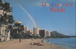 Rainbow over Waikiki Beach, Honolulu Postcard