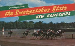 Greetings from the Sweepstakes State, New Hampshire Horse Racing Postcard