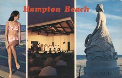 Hampton Beach Highlights: Girl, Concert, Marine Memorial Postcard
