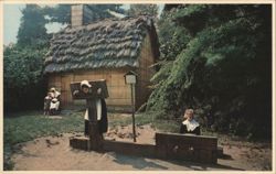 Thatched Cottage, Stocks & Pillory, Pioneer Village Postcard