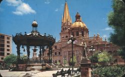 El Kiosco and South side of the Cathedral Postcard