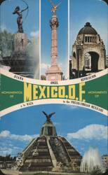 Mexico City Monuments: Diana, Angel, Revolucion, Precolumbian Postcard