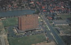 Aerial View Colonial Lake & Downtown Broad Street Postcard