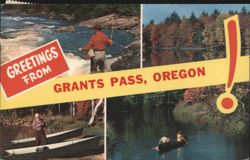 Greetings From Grants Pass, Oregon Fishing & Nature Postcard