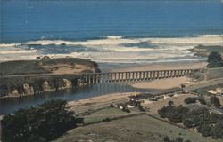 Vista Manor, Fort Bragg, CA - Coastal View with Bridge Postcard