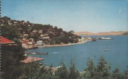 Sausalito, California Town & Bay View from Hills Postcard