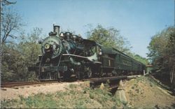 Steam Train and Riverboat, Valley Railroad, Essex, CT Postcard