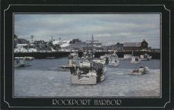 Rockport Harbor, Fishing Fleet Snow & Ice-Bound Postcard
