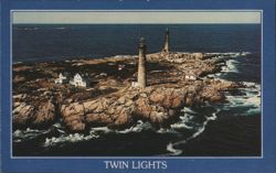 Twin Lights, Thacher's Island, Rockport, MA Postcard