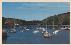 Annisquam, Cape Ann, MA Anchorage with Yachts and Wooden Bridge Postcard