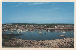 Rockport, MA Inner Harbor, Motif No. 1, Sandy Bay Yacht Club Postcard
