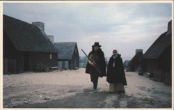 Pilgrim Man & Woman on First Street, Plimoth Plantation Postcard