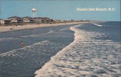 Ocean Isle Beach, NC - Surf, Beachfront Homes, Water Tower Postcard