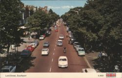 Lord Street, Southport with Cars and Trees Postcard