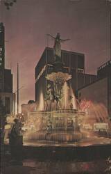Tyler-Davidson Fountain, Fountain Square, Cincinnati, OH Postcard