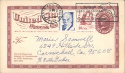 First U.S. Postal Card Commemorative with Stamps Postcard