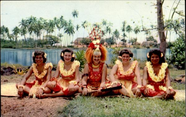 Taupou And Dancing Girls Fiji South Pacific