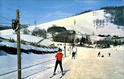 Riding The Ski Tow To The Top Of The Slope At Cataloochee Ski Slopes Postcard