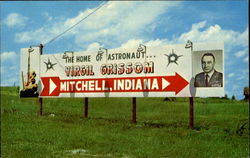 Astronaut Virgil Grissom Sign Mitchell, IN Postcard Postcard