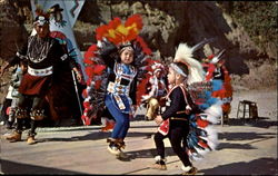 Cherokee Indian Children Dancers Entertaining Tourists Postcard