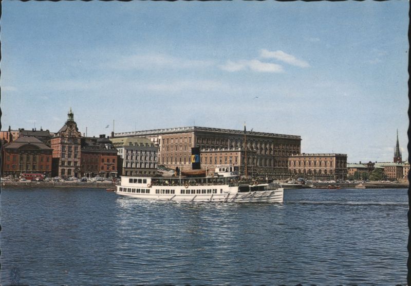 Stockholm Royal Palace Waterfront with Steamboat, Sweden