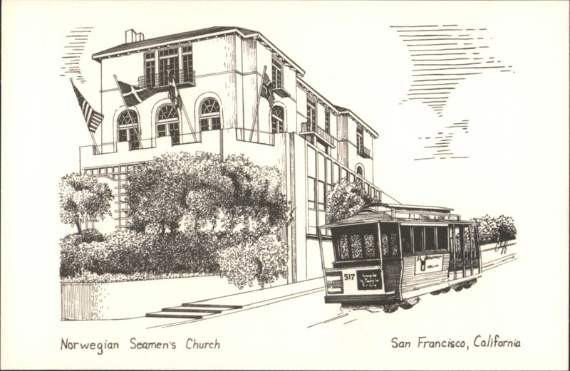 Norwegian Seamen's Church and Cable Car 517 San Francisco California