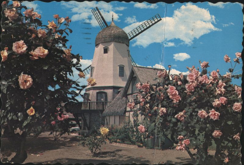 Solvang Danish Community Windmill & Roses, California