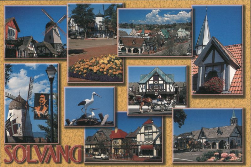 Solvang CA Danish Village Windmills Architecture Collage California