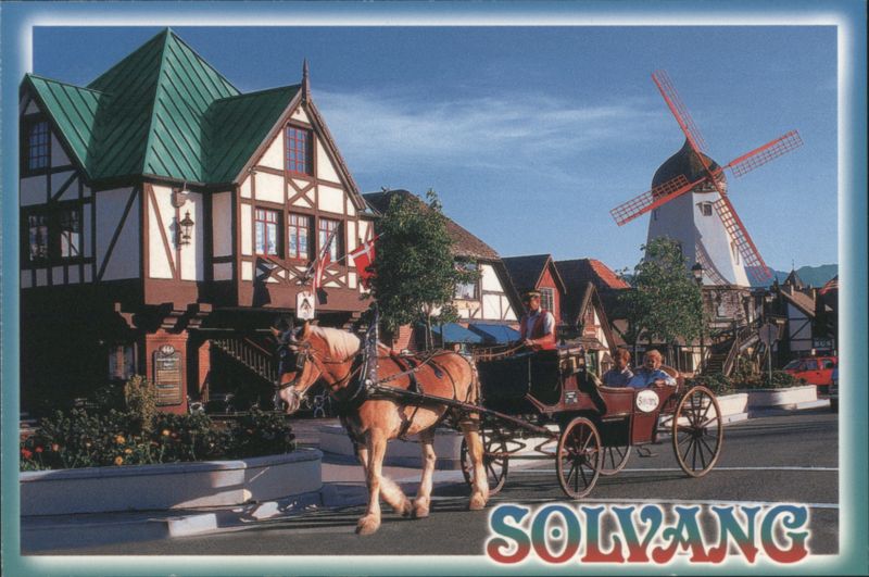 Solvang Danish Village, Horse-Drawn Carriage, Windmill California
