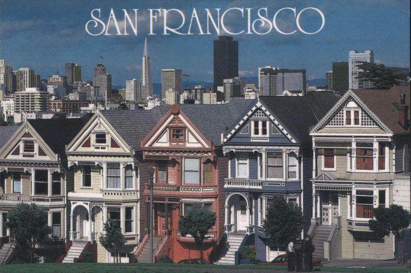Victorian Homes on Steiner Street, Alamo Park San Francisco California