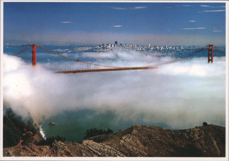 Golden Gate Bridge & San Francisco Skyline in Fog California