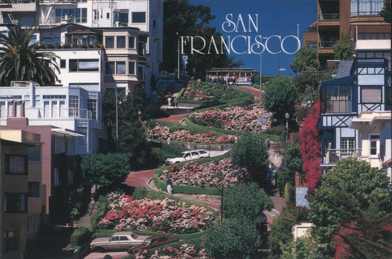 Lombard Street, Crookedest Street, Colorful Hydrangeas San Francisco California