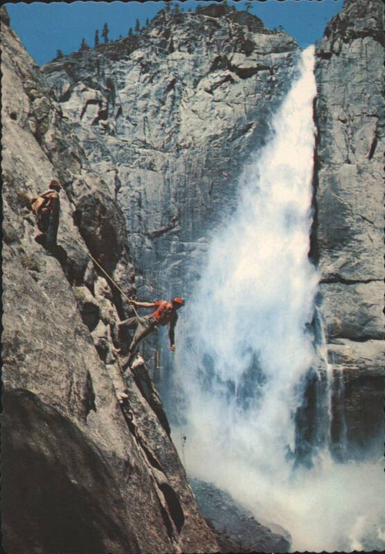 Upper Yosemite Falls and Rock Climbers Yosemite National Park California
