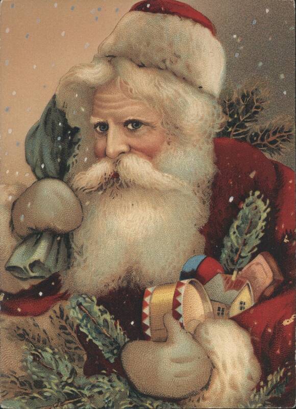 Santa Claus with White Beard and Red Hat, Anno 1900