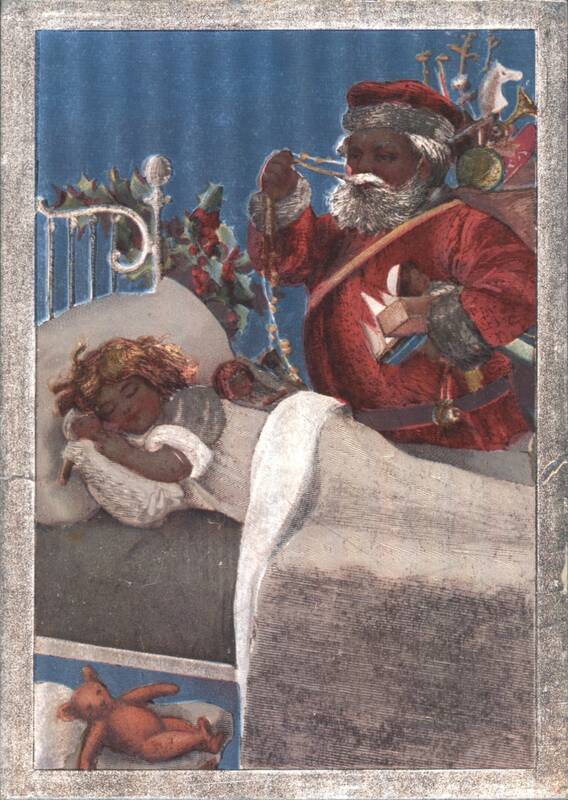 Santa Claus Visiting Sleeping Child on Christmas Eve