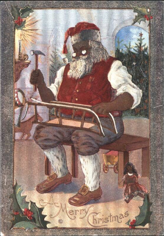 Santa Claus Making Sleigh A Merry Christmas