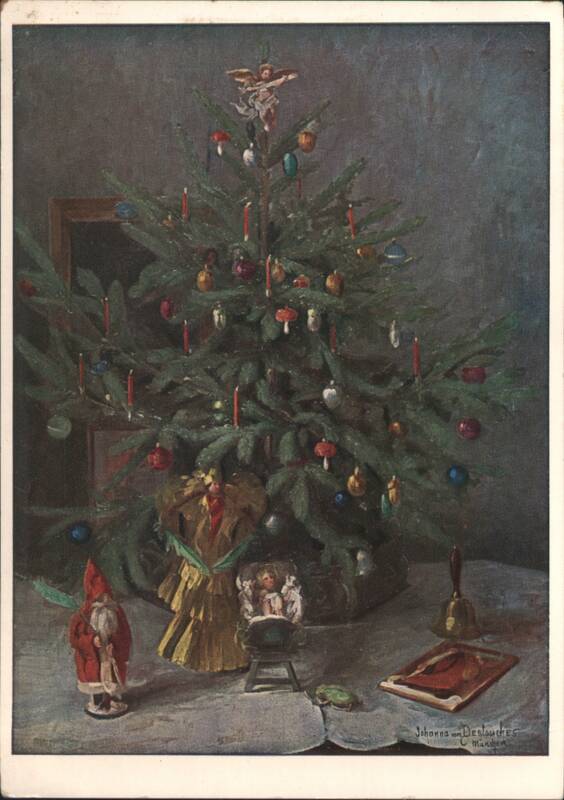 Christmas Tree with Candles and Ornaments by Johanna von Destouches