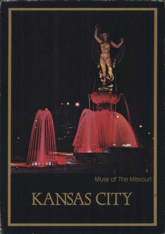 Muse of The Missouri Fountain, Kansas City at Night