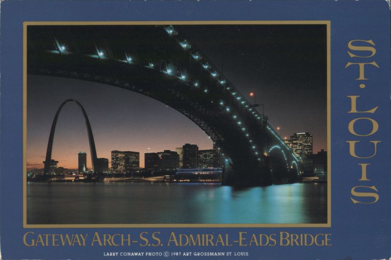 Gateway Arch, S.S. Admiral, Eads Bridge at Night St. Louis Missouri