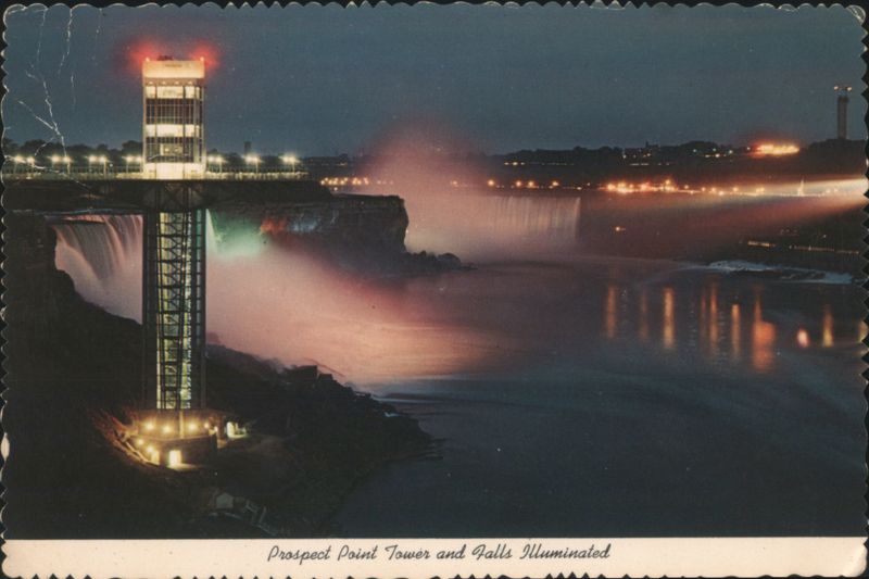 Prospect Point Tower and Falls Illuminated Niagara Falls New York